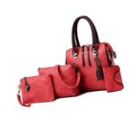 Limtula Ensemble De À Main Classique En Cuir PU Avec Compartiment Spacieux Pendentif Pompons Élégants 4 En 1 À Poignée Supérieure Pour Femmes À Bandoulière En Cuir PU