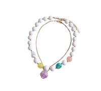 Limtula Ensemble de colliers de fleurs superposés | Bijoux pendentif en perles 2 pièces avec détails d ' aspect acrylique pastel blanc, accent brillant pour un usage
