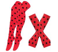 Limtula Ensemble de mitaines et chaussettes longues au-dessus du genou sur le thème des coccinelles et des pois pour la danse et le cosplay, accessoires de cosplay