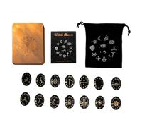 Limtula Ensemble de pierres en bois massif avec boîte, idéal pour les voyages, les divinations, la sorcellerie, les oracles de pierre nordique gravée