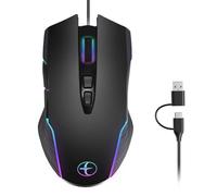 Limtula Ergonomic A Corded avec Jiggler Mode 7200DPI Couleur Rétro-éclairée pour Les Tablettes D'ordinateur Portable PC Souris De Jeu avec Jiggler