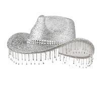 Limtula Fedoras Cristal à Franges pour Adultes Adolescents Carnaval Fête avec Poudre scintillante Pour Événement Formel Accessoires Photo, Argent (Silver)