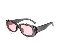 Limtula Hiphop Lunettes de soleil cloutées à rivets avec protection UV400 Verres PC Mode Punk Monture pour adulte Unisexe Outdoor Streetwear Lunettes de protection solaire, Poudre de cadre gris Sl