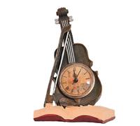 Limtula Horloge de violon vintage en résine avec alarme et statue de bureau, décoration d'intérieur, support de guitare
