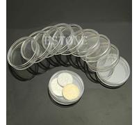 Limtula Lot de 10 étuis ronds transparents en plastique pour ranger des pièces de monnaie 37 mm