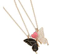 Limtula Lot de 2 colliers avec pendentif papillon avec fermoir en forme de cœur et caractéristique lumineuse unique pour filles, One Size, Métal, Pas de pierre précieuse