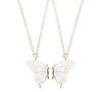 Limtula Lot de 2 colliers avec pendentif papillon avec fermoir en forme de cœur et caractéristique lumineuse unique pour filles, One Size, Métal, Pas de pierre précieuse