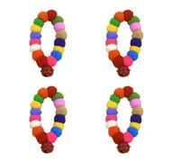 Limtula Lot de 4 colliers confortables en peluche pour chats avec clochettes et pompons pour fête d'anniversaire
