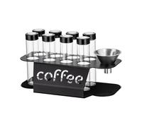 Limtula Lot de 8 boîtes à café étanches avec tubes en verre et support en acier pour une présentation élégante et innovante