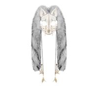 Limtula Masque de loups-garous avec fausses fourrures | Masque Animal crâne Masque avec fausses fourrures fourrure Vikinges renards Masque coiffure Halloween loups-garous