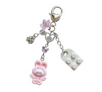 Limtula Matching Brick Heart Keychains Matching Animal Heart Keychain Set for Couples Lovely Toy Brick Designs Keyrings Unique Keychain Gift