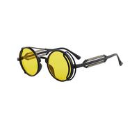 Limtula Monture en plastique Lunettes de soleil polarisées Steampunk vintage Protections UV Lunettes rondes avec verres colorés Lunettes de soleil vintage