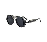 Limtula Monture en plastique Lunettes de soleil polarisées Steampunk vintage Protections UV Lunettes rondes avec verres colorés Lunettes de soleil vintage