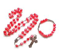 Limtula Perles acryliques croix pendentif chapelet collier chaîne, Set