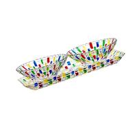 Limtula Plateau créatif tissé en et ensemble de service, plateau à salade de fruits pour centres de table de maison, bol à fruits en verre