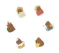 Limtula Playful Capybaras Keyring with Interchangeable Outfits Portable Sturdy Alloy Key Holder Accessory Portable for All Ages Animal Charm