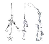 Limtula Porte-clés à breloque de téléphone 3 étoiles, accessoire de, sangle de téléphone étoile, bijoux mignons, matériau en alliage pour pendentif amoureux de la mode