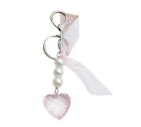 Limtula Porte-clés élégant en forme de cœur avec perles et ruban - Accessoire tendance pour femme, b, taille unique