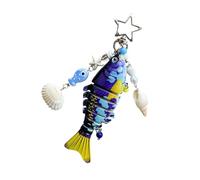 Limtula Porte-clés en forme de poisson détaillé - Sculpture artistique - Construction légère - Convient pour un usage quotidien - Souvenirs - Décoration de porte-clés en forme de poisson, bleu, taille