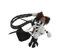 Limtula Porte-clés ludique en forme de cœur et de poupée à cheveux bouclés fait à la main avec pendentif en corde tressée élégante pour sacs et clés Décoration tendance, blanc, taille unique