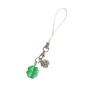Limtula Porte-clés porte-bonheur en forme de trèfle à quatre feuilles en acrylique avec chaîne en cristal étincelant pour clés, portefeuilles, décorations Vert, Vert, taille unique