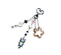 Limtula Porte-clés tendance en verre coloré pour femme et fille - Bracelet de téléphone en acrylique, Noir , taille unique