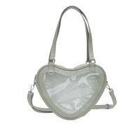 Limtula Sac à bandoulière pour uniforme d'écolière japonaise, livre d'étudiant, en forme de cœur, fenêtre transparente, grande capacité, sac à main, livre d'école pour filles, gris clair, One Size