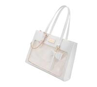 Limtula Sac à main à bandoulière transparent en polyuréthane avec fenêtre transparente pour écolière, sac à bandoulière Itabag pour affichage d'épingles, joli nœud papillon transparent sous les bras