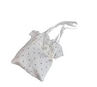 Limtula Sac d'école pour étudiants, grande capacité, sac à main à volants, point ondulé, sac à main pour shopping, aisselle, sac à main de grande capacité pour les aisselles, Petite fleur blanche, One