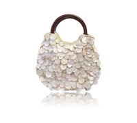 Limtula Sacs à Main En Perles Coquille Pour Femmes Filles Clutch Plage Top Poignée Femmes Perles Clutine, Double face Shells, S