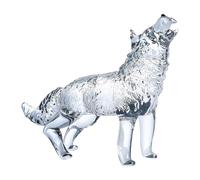 Limtula Sculpture d'animal de collection en cristal - Figurine de loup hurlant - Statue de loup hurlant - Décoration en verre pour les amateurs d'art