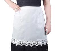 Limtula Tablier à taille volantée avec poche pour femme - Taille réglable, Blanc dentelle, taille unique