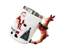 Limtula Tasse à café de Noël avec détails en relief du Père Noël et du | Tasse blanche avec des accents de vacances rouges et verts, des détails de personnages sculptés, des pauses café