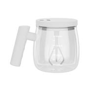 Limtula Tasse en verre avec poignée - Capacité de 400 ml - Pour mélanger le café et le lait - Fonctionne avec des piles - Mélangeur automatique de boissons