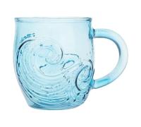 Limtula Tasse en verre de mer faite à la main 12Oz, Fin Type, C | Texture artisanale, design ondulé pour les décors côtiers, boissons chaudes, thés café, pour boissons