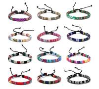 Limtula Tissé à Motifs Uniques, Multicolore, Tendance, Bijoux Faits à la Main, pour Les Festivals de Musique et Les Vacances, Bracelets réglables