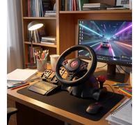 Limtula Volant de jeu de course 5 en 1 avec pédale | Poignées profilées et boîtier ABS moulé pour une configuration pratique du contrôle à domicile pendant le temps de