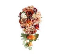 Limtula Wedding Bouquet For Bride Artificial Rose Flowers For Graceful Anniversary Celebration Orange Bridal