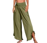 Lin Coton Thai Senior D'Été Yoga Bas De Survetement Femme Pantalon Cuisine Femme Chaud Coton avec Poche Travail Halloween Toile Grossesse Lin Mes Commandes Vert Armée S