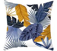 Lin Housse Coussin Outdoor Taie d'oreiller en Lin Bleu Violet Orange Housse Coussin XXL Housse De Canapé Tissu Feuille De Banane Linge Housses De Coussin 50x50 cm