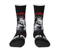 Lin-kin Chaussettes de groupe de rock punk rock pour adultes, chaussettes imprimées à la mode, design contrasté, chaussettes de sport, chaussettes mi-équipage décontractées pour femmes et hommes,