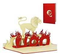 Lin N° 200 Carte de vœux d'anniversaire 3D Thème signe du zodiaque animal lion