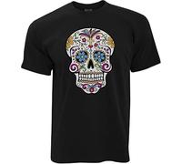 LIN50YIIY Day of The Dead T Shirt Mexican Sugar Skull Blackkeleton t Shirt Manches Courtes(XX-Large)