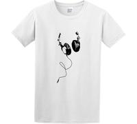 LIN50YIIY Men's Summer T-Shirt Music DJ Headphones Comfortable Fabrics to accompany You All Summer White Manches Courtes(Large)