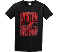 LIN50YIIY Men's Summer T-Shirt System of Down Red Logo Carefully Designed, Every Design is Just Right Black Manches Courtes(3X-Large)