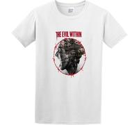 LIN50YIIY Men's Summer T-Shirt Toomii The Evil Within Cover Poster Button Closure White Manches Courtes(XX-Large)