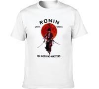 LIN50YIIY Men's T-Shirt Feel Soft Ronin Until Death no Gods no Masters Classic Style White Manches Courtes(Large)