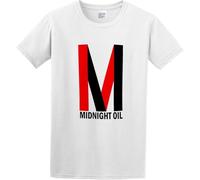 LIN50YIIY Men's T Shirt Uomo'S Midnight Oil Logo Short Sleeves White Manches Courtes(Large)