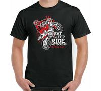 LIN50YIIY Motocross T-Shirt Eat Sleep Dirt Bike Scrambler Motox Motorbike Biker Mens Funny Manches Courtes(X-Large)
