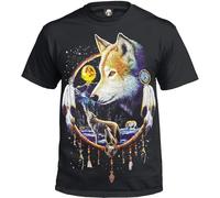 LIN50YIIY Tranc Dream Catcher T-ShirtNative American Wolf Redindian Biker Manches Courtes(3X-Large)